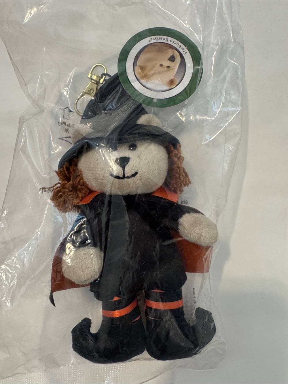 Starbucks Black & Orange Witch Bear Keychain
